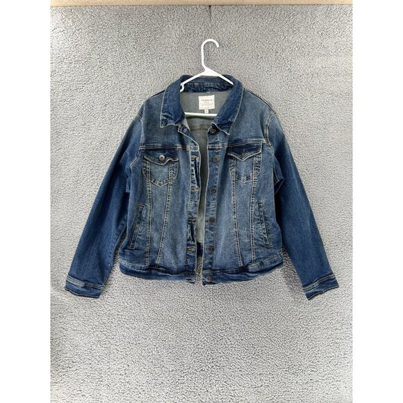 Torrid‎ Denim Jacket Womens Size 3 Blue Long Sleeve Button Up Trucker - Picture 1 of 11